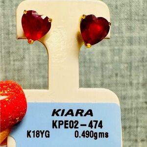 K18 Japan Gold / Authentic Ruby Stud Earrings
